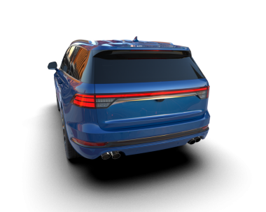 SUV arabası beyaz arkaplanda izole edildi.