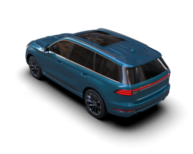 Üç boyutlu mavi SUV aracı siyah stüdyo arka planında izole edilmiş.