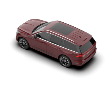 Stüdyo ortamında daha az markalı bir SUV 'un 3 boyutlu görüntüsü beyaz renkte izole edilmiş.