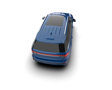 Mavi araba beyaz arka planda izole edilmiş.