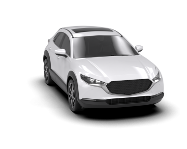 Stüdyo arkaplanının önünde yepyeni bir arabanın 3 boyutlu çizimi