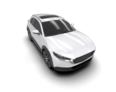 Beyaz modern araba siyah arka planda izole edilmiş. 3d illüstrasyon