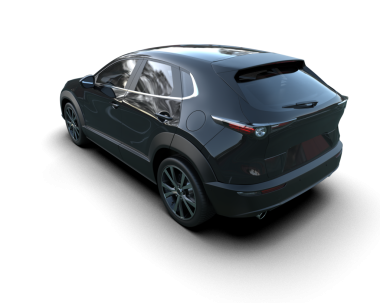 Siyah araba beyaz üzerine izole edilmiş. 3D görüntüleme - illüstrasyon