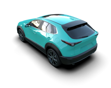 Modern araba arka planda izole edilmiş. 3D görüntüleme - illüstrasyon