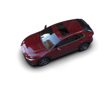 Siyah arkaplandaki bir arabanın 3 boyutlu görüntüsü