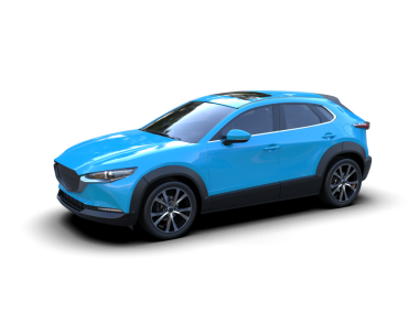 Modern kompakt araba. Mavi arka planı olan mavi bir araba. 3d oluşturma