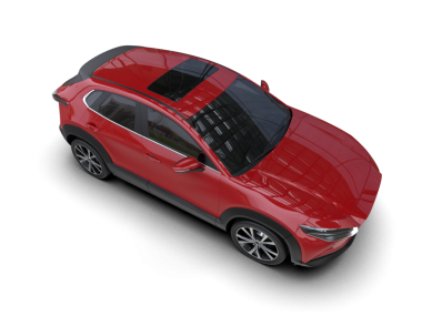 Gri arka planda modern kompakt araba