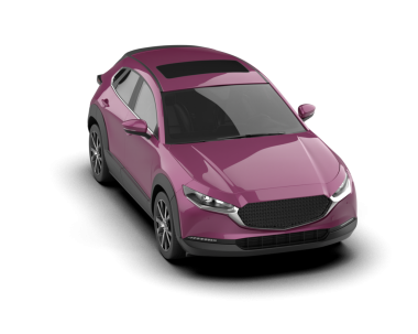 Modern araba beyazda izole edilmiş. 3D görüntüleme - ön görünüm