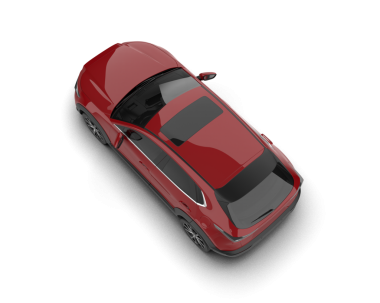 Gri arkaplanda kırmızı araba 3 boyutlu görüntüleme