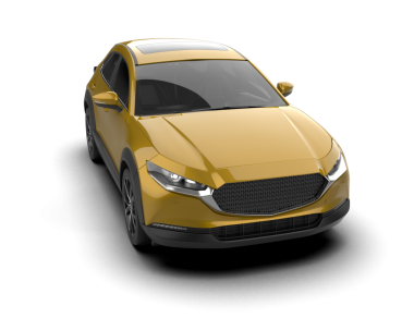 Modern sarı araba beyaz arka planda izole edilmiş. 3d oluşturma.