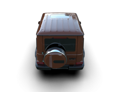 Karanlık bir stüdyoda bir kamyonetin 3 boyutlu görüntüsü daha az.