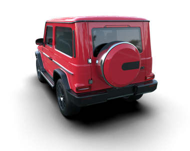 Üç boyutlu modern kırmızı araba, karanlık bir stüdyonun arka planında izole edilmiş.