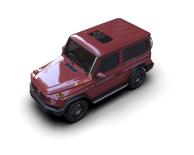 Yeşil çizgili modern kırmızı SUV. 3d oluşturma