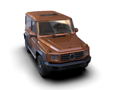 Karanlık stüdyo arka planında yansıtıcı bir arabanın 3 boyutlu görüntüsü daha az.