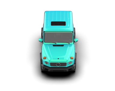 Siyah arka planda küçük mavi teslimat arabası 3 boyutlu..