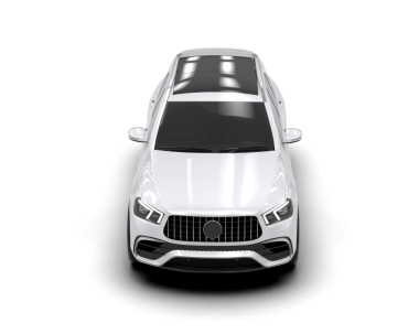 Siyah arka planda beyaz bir arabanın 3 boyutlu resmi.