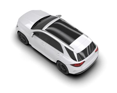 Bir arabanın 3 boyutlu görüntüsü beyaz üzerine izole edilmiş