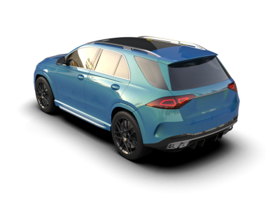 mavi araba modern aile konsepti 3 boyutlu.