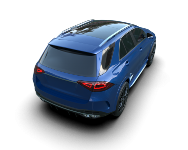 Siyah arka planda mavi lüks araba. 3d illüstrasyon.