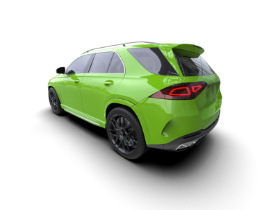 Siyah ve yeşil ekranlı modern SUV. 3d oluşturma