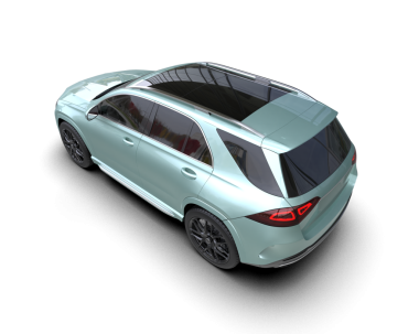 Lüks SUV gri arka planda izole edilmiş. 3d illüstrasyon - rende