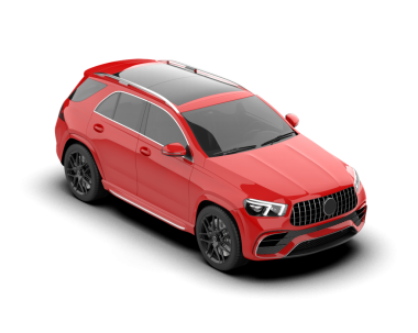 Stüdyoda izole edilmiş kırmızı bir spor arabanın 3 boyutlu görüntüsü.