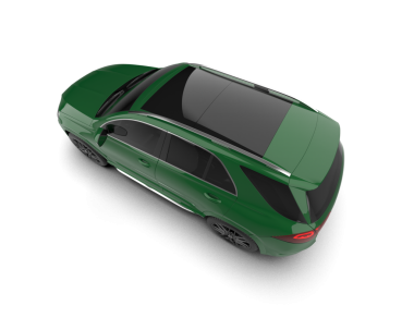 Beyaz arkaplanda izole edilmiş bir arabanın 3 boyutlu görüntüsü.