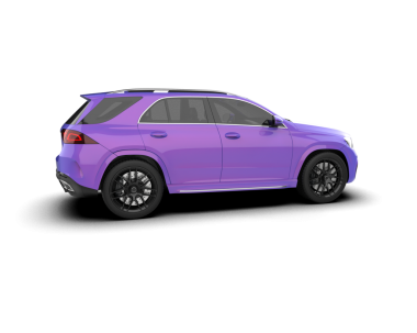 Beyaz arka planı olan modern mor bir araba. 3d oluşturma