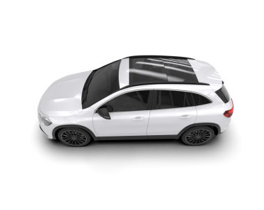 Siyah arka planda beyaz, modern bir SUV. 3d oluşturma