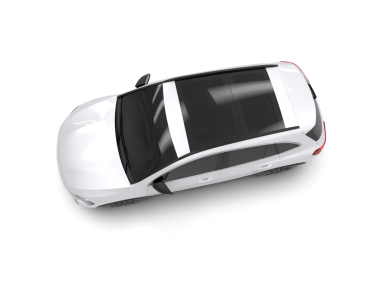 Siyah çatılı beyaz araba.