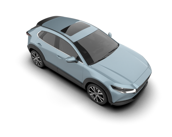 beyaz arkaplanda izole edilmiş araba 3d görüntüleme - üst görünüm