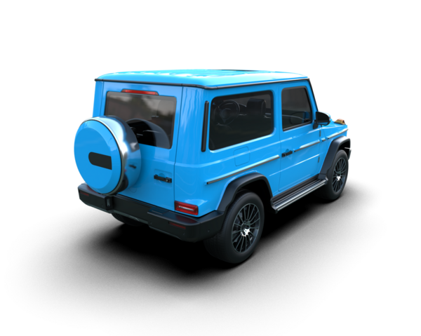 Beyaz arka planı olan mavi bir araba..