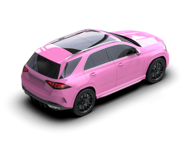 Gri arka planda pembe spor araba. 3d oluşturma