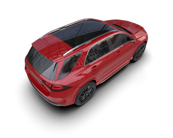 Stüdyo ortamında markasız bir SUV 'un 3 boyutlu çizimi