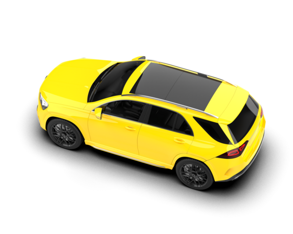 Beyaz arka plan üzerinde izole sarı spor araba