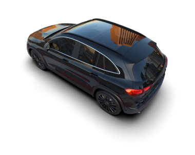 Arka planda lüks bir araba var. 3D görüntüleme - illüstrasyon