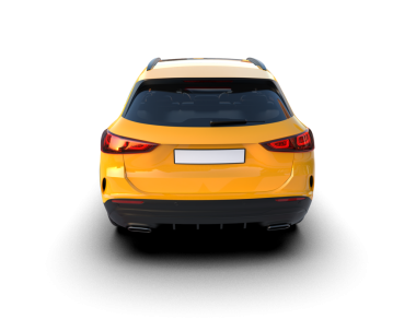 Modern sarı araba beyaz arka planda izole edilmiş. 3 Boyutlu Hazırlama.