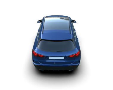 Mavi araba izole edildi. 3d oluşturma