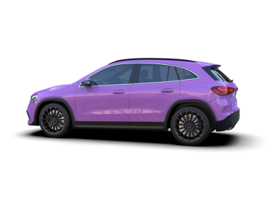 Beyaz arka planda izole edilmiş modern mor bir SUV 'un 3 boyutlu görüntüsü