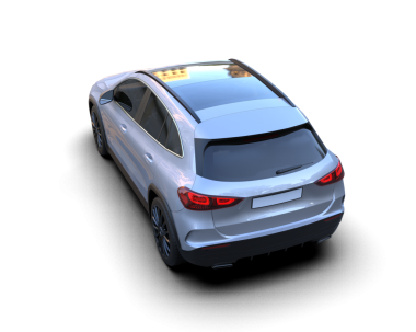 Modern araba arka planda izole edilmiş. 3D görüntüleme - illüstrasyon