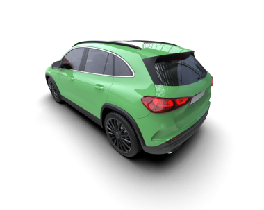 modern yeşil araba kırpma yolu ile beyaz arka planda izole ve yok