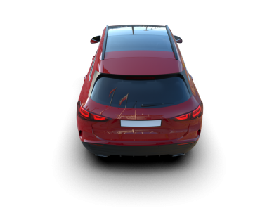 Beyaz arka planda kırmızı lüks bir araba. 3d oluşturma.