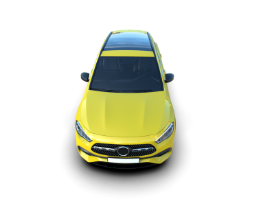 Beyaz arka planda sarı bir araba. 3d oluşturma