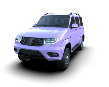 Beyaz bir arka plan üzerinde pembe araba.