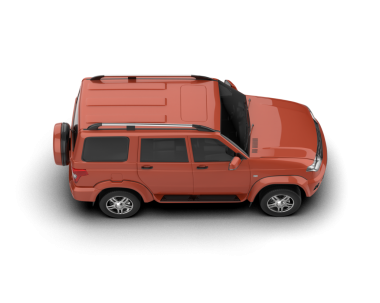 Kırmızı SUV arabası beyaz arka planda. 3d oluşturma