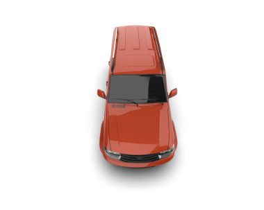 Beyaz arkaplanda kırmızı araba yan görünümü