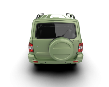 Yeşil cip beyaz arka planda izole edilmiş. 3d oluşturma.