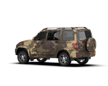 SUV arabası beyaz arkaplanda izole edildi. 3 boyutlu görüntüleme - yan görünüm