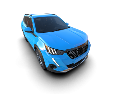 Mavi lüks araba beyaz arka planda izole edilmiş. 3 boyutlu resimleme