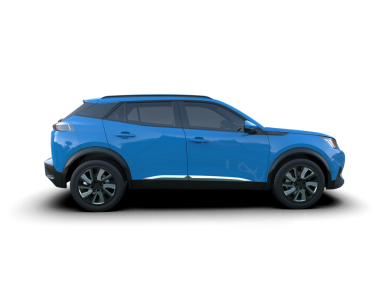 Beyaz izole arkaplanda 3D mavi elektrikli araba çizimi